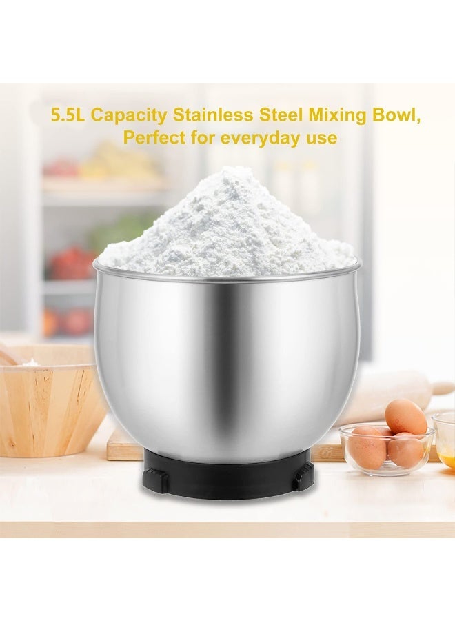 FDTY خلاط كهربائي عمودي سعة 5.5 لتر، آلة طهي ثلاثية الوظائف مزودة بخطاف عجن، خفاقة بيض، وقضيب خلط، آلة طهي كعك للخبز للاستخدام المنزلي اليومي (أسود) - Image 3